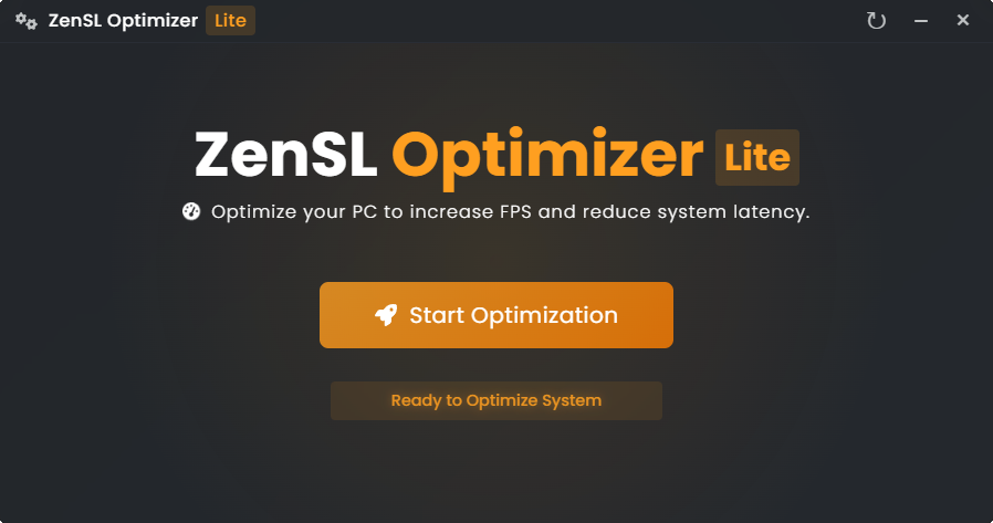 ZenSL Optimizer Main Menu