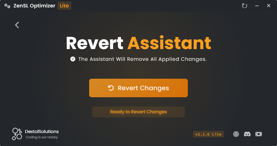 ZenSL Optimizer Revert Menu